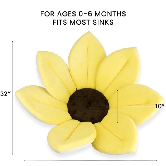 Blooming Baby Bath Sink Seat Plush Cushion Yellow Sunflower 32 x 32 - Picture 6 of 6